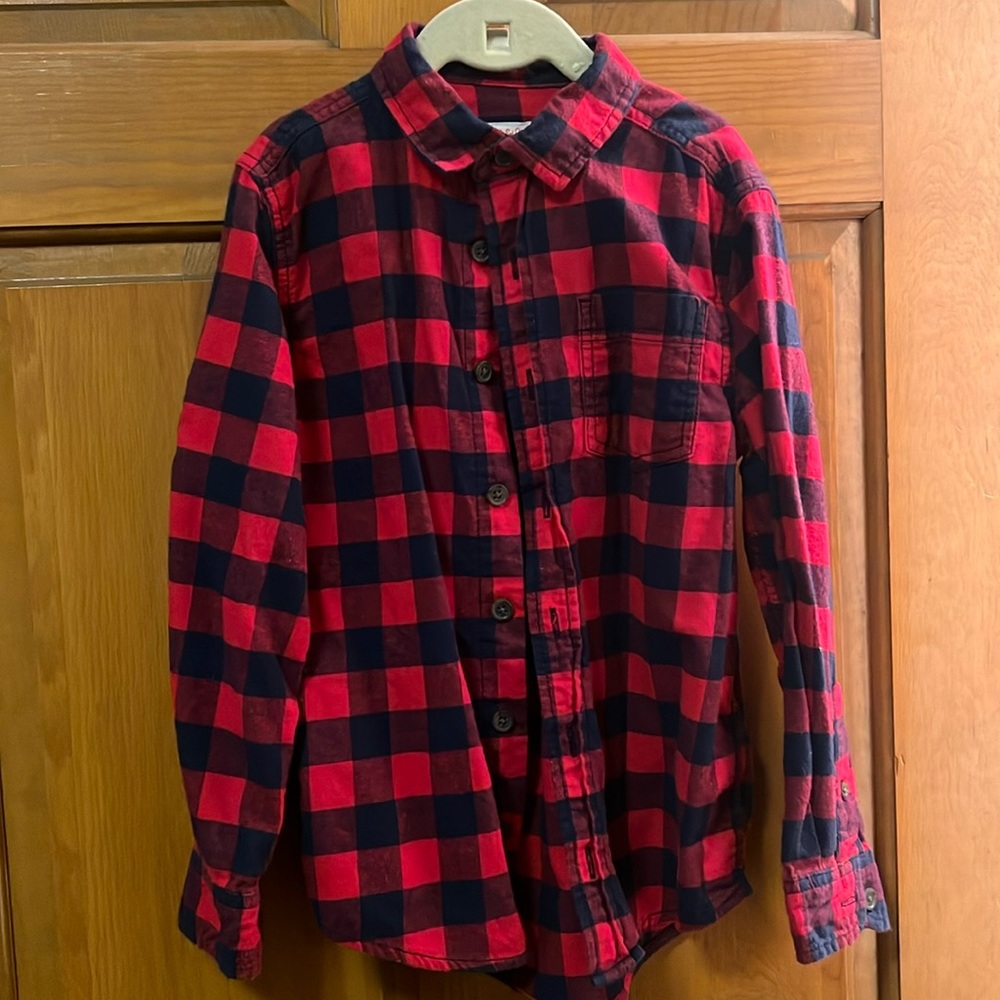 Cat and Jack plaid button-down long sleeve